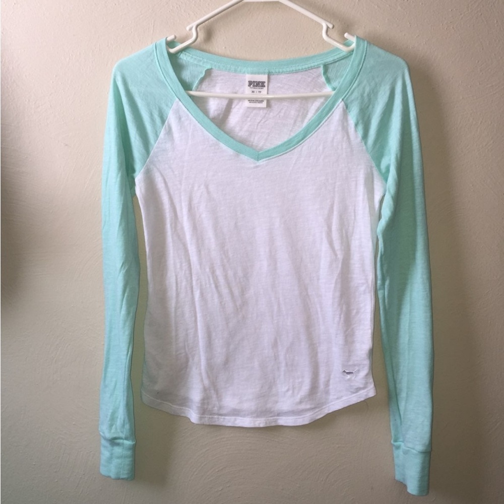 VS PINK Long Sleeve XS V Neck Top light weight and semi sheer